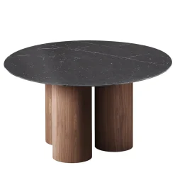 Tavolo da pranzo rotondo Marina in marmo nero Marquina di Renato Zamberlan