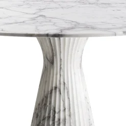 Tavolo da pranzo rotondo Odette in marmo Arabescato Vagli bianco