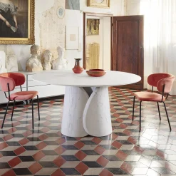 Tavolo da pranzo rotondo Petalo in marmo Palissandro argento
