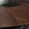 Tavolo da pranzo rotondo Roma in legno con inserto in specchio bronzeo
