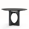 Tavolo da pranzo rotondo Vuoto con base in legno nero e piano in marmo Sahara Noir