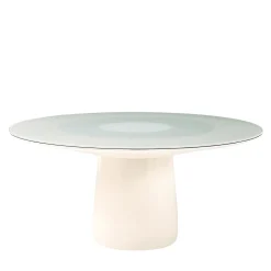 Tavolo da pranzo Roundel in cristallo bianco di Claesson Koivisto Rune