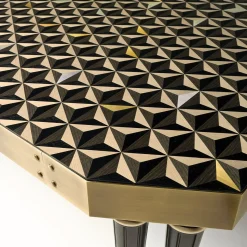 Tavolo da pranzo Tessella Dark in legno intarsiato geometrico