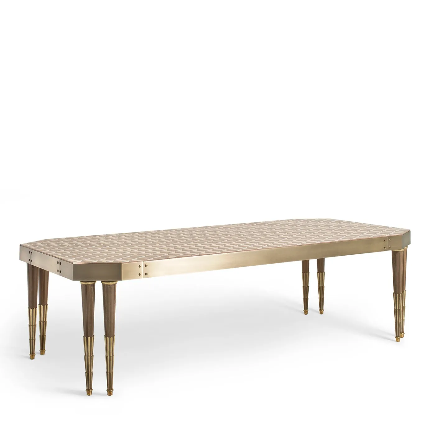 Tavolo da pranzo Tessella Light in legno intarsiato geometrico