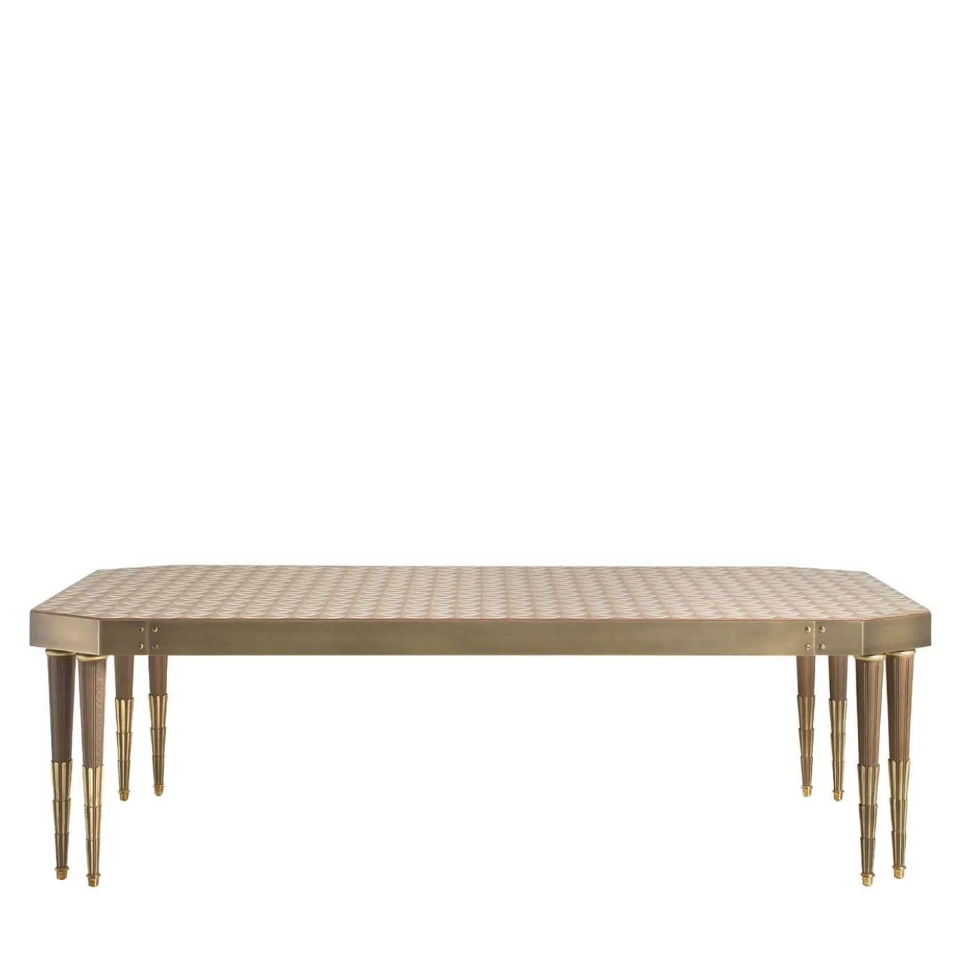 Tavolo da pranzo Tessella Light in legno intarsiato geometrico