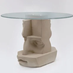 Tavolo da Pranzo Venus Rotondo in Cemento e Vetro