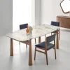 Tavolo da Pranzo York in Noce Canaletto con Piano in Ceramica Calacatta