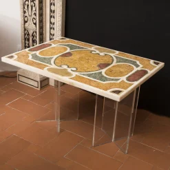Tavolo intarsiato in marmo Antica Roma