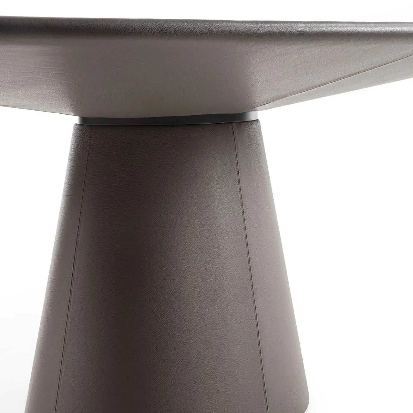 Tavolo Loop Ellittico in Pelle e Legno Grigio