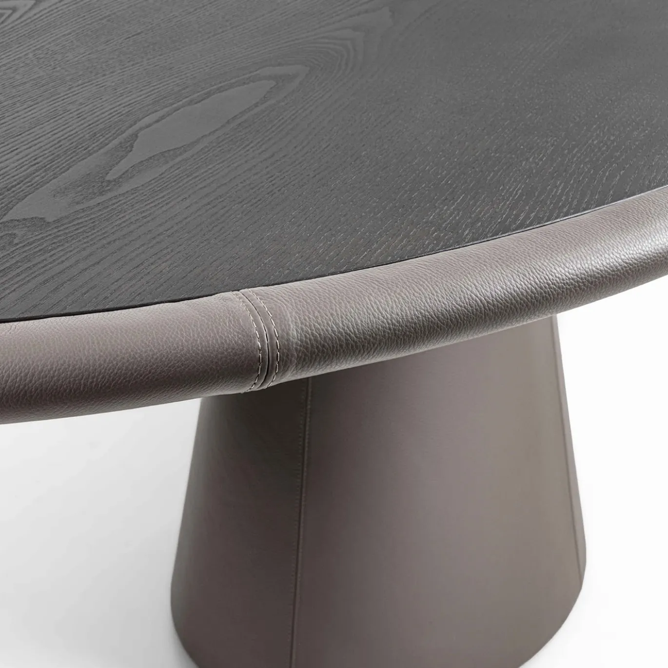 Tavolo Loop Ellittico in Pelle e Legno Grigio