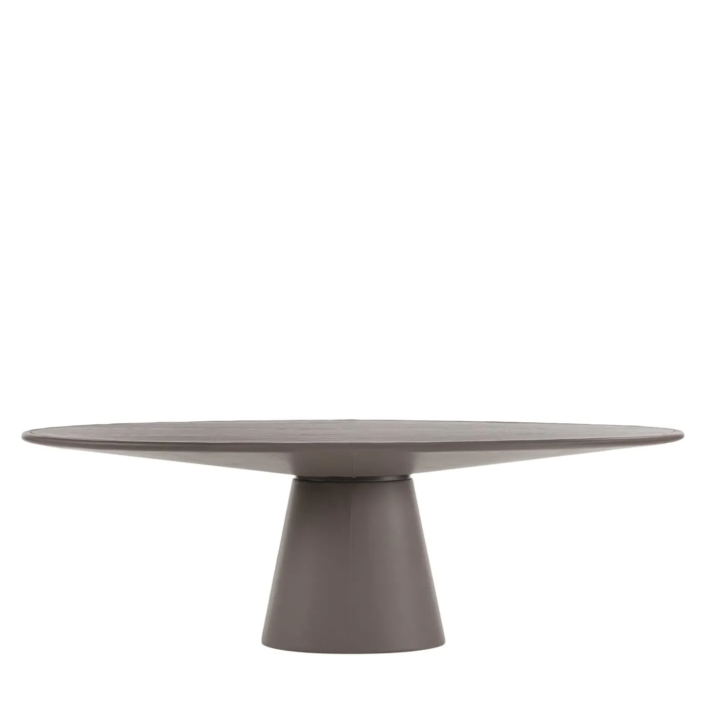 Tavolo Loop Ellittico in Pelle e Legno Grigio