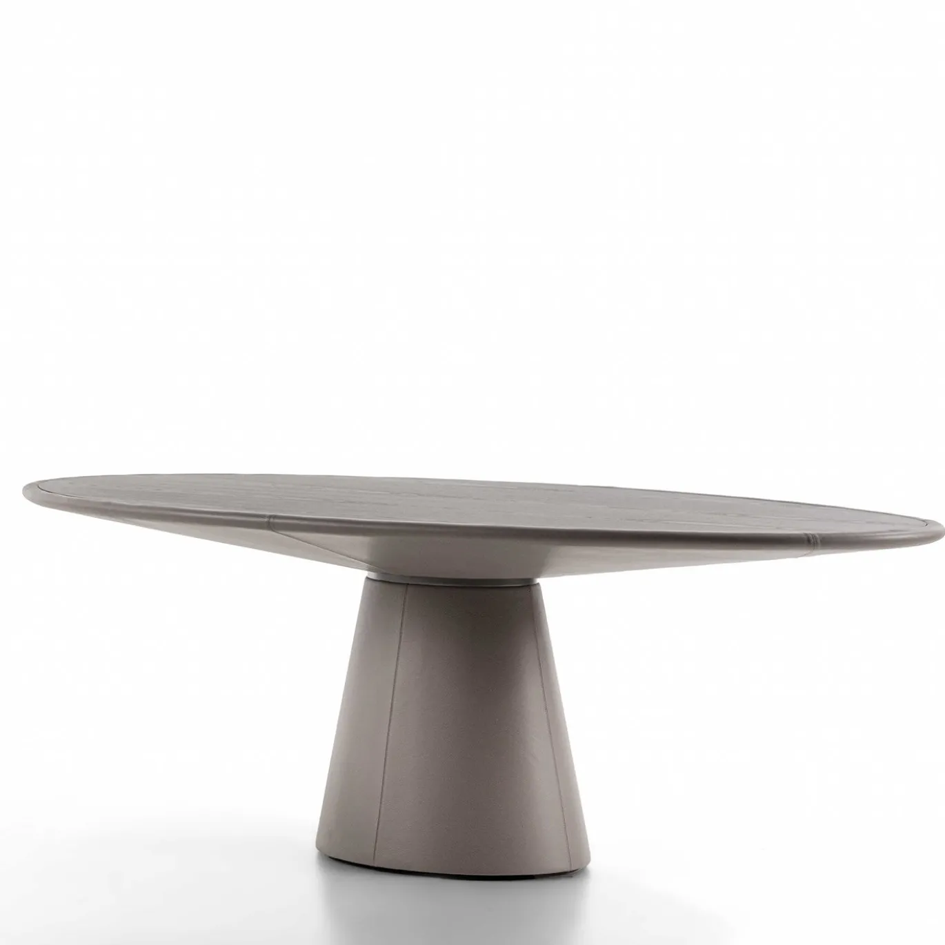 Tavolo Loop Ellittico in Pelle e Legno Grigio