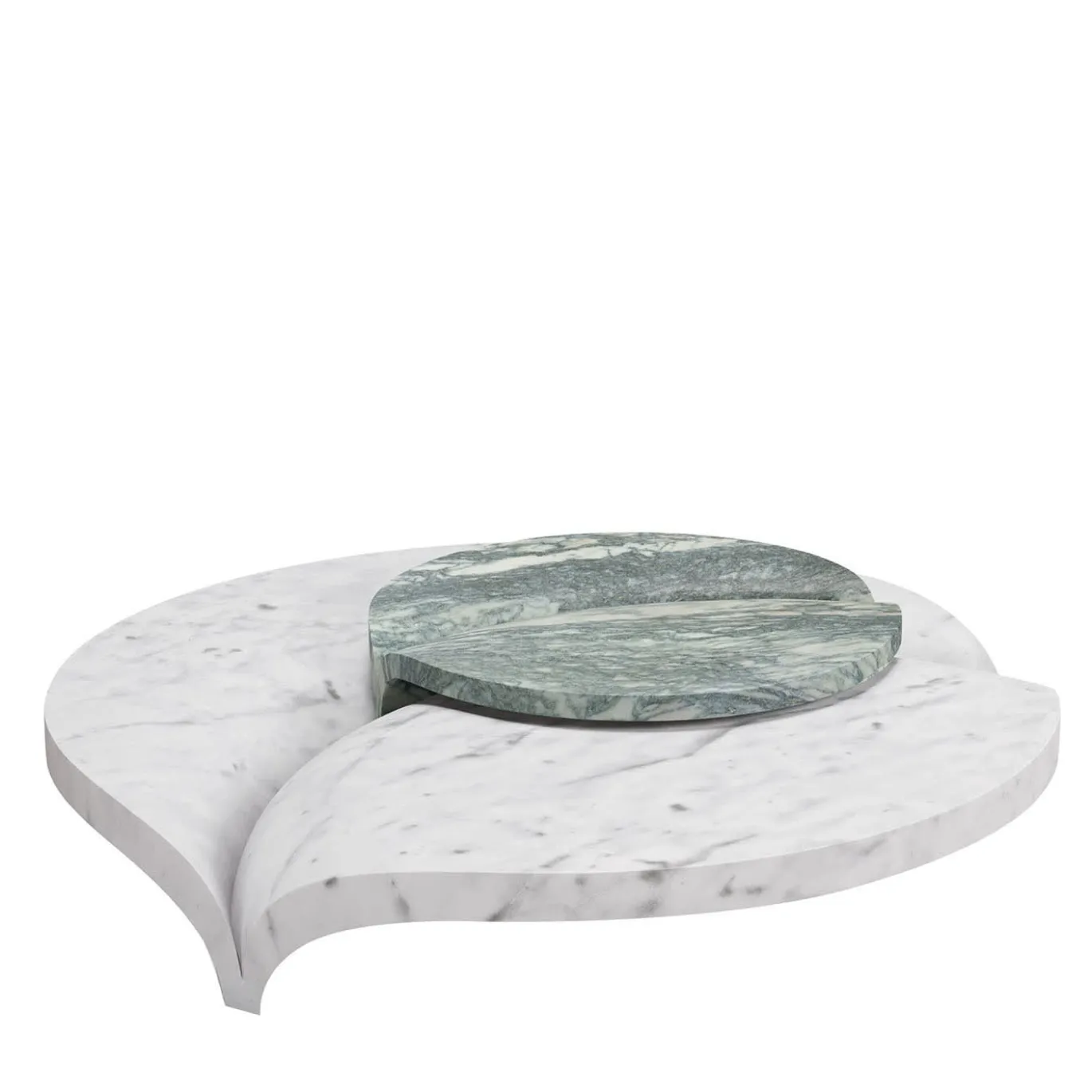 Tavolo Luna in marmo verde Luana e bianco Carrara