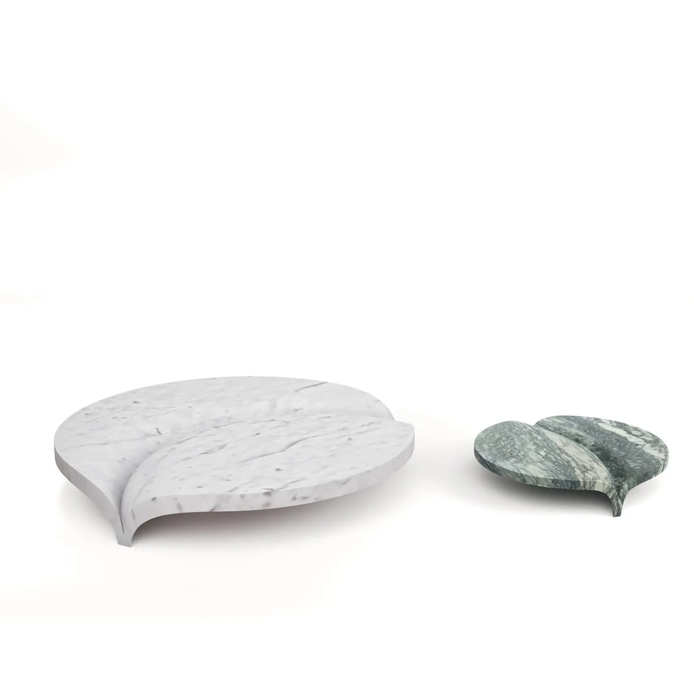 Tavolo Luna in marmo verde Luana e bianco Carrara