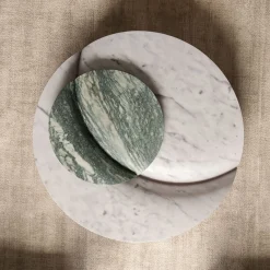 Tavolo Luna in marmo verde Luana e bianco Carrara