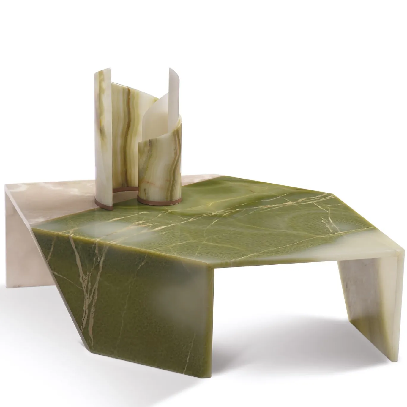 Tavolo Origami verde e bianco di Patricia Urquiola
