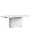 Tavolo Ovale Fisso Bianco con Accenti Dorati