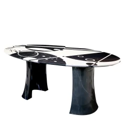 Tavolo ovale in marmo bianco e nero
