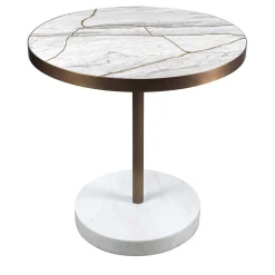 Tavolo Rene Bistro in Bianco Nuvolato Lost Stone di Piero Lissoni
