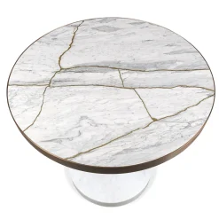 Tavolo Rene Bistro in Bianco Nuvolato Lost Stone di Piero Lissoni