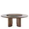 Tavolo rotondo Diamante in Canaletto e Marmo di Carrara con Lazy Susan
