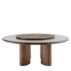 Tavolo rotondo Diamante in Canaletto e Marmo di Carrara con Lazy Susan