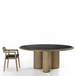 Tavolo rotondo Diamante in marmo Durmast & Sahara Noir
