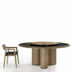 Tavolo rotondo Diamante in marmo Durmast e Sahara Noir con Lazy Susan