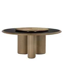 Tavolo rotondo Diamante in marmo Durmast e Sahara Noir con Lazy Susan