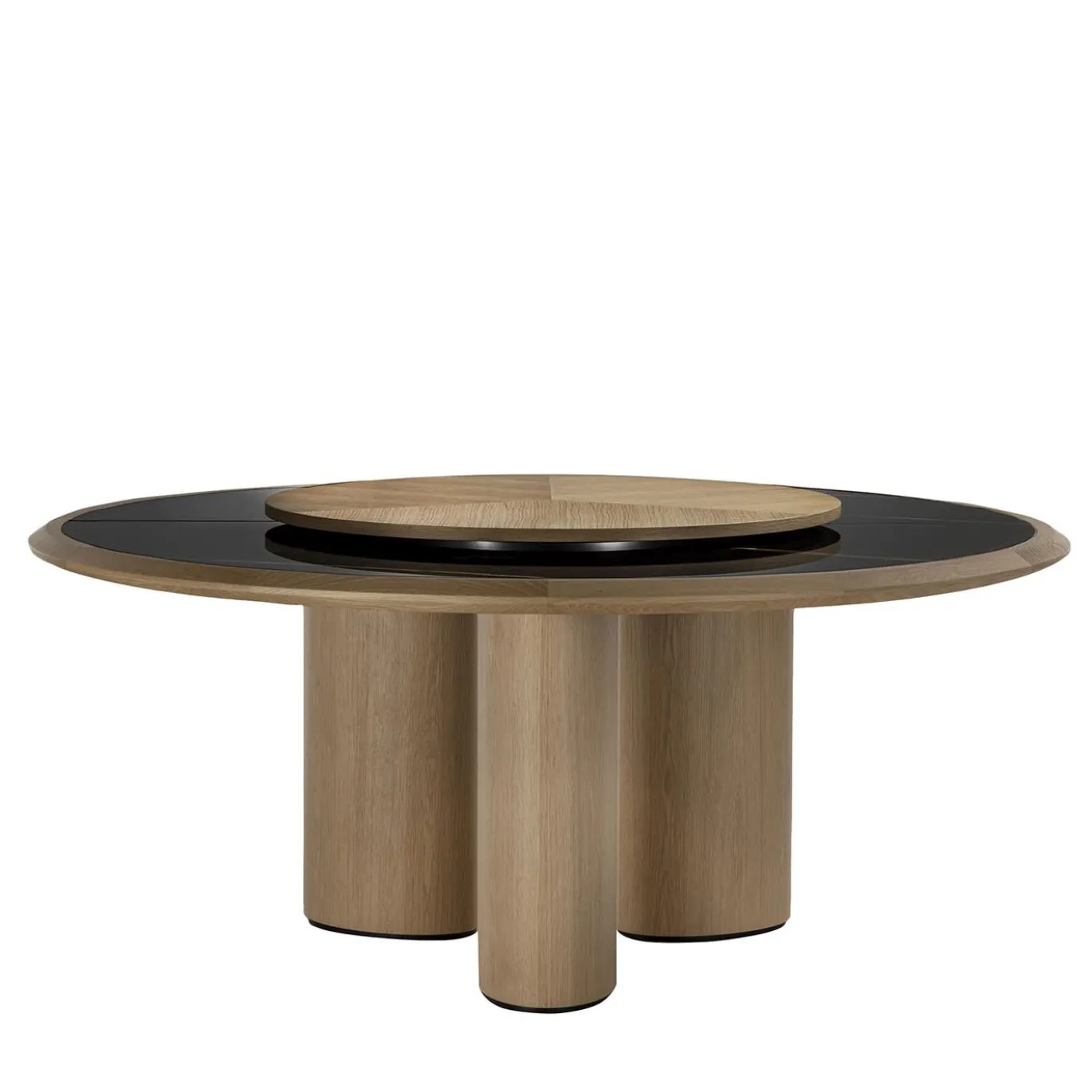 Tavolo rotondo Diamante in marmo Durmast e Sahara Noir con Lazy Susan