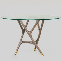 Tavolo rotondo Joyce in legno e vetro