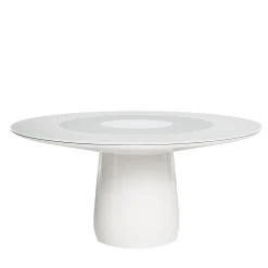 Tavolo rotondo Roundel in vetro bianco