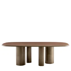 Tavolo Sequoia in Bronzo Ossidato e Noce Canaletto