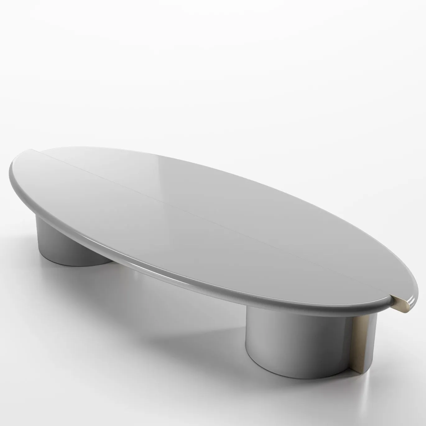 Tayma Lacquered Glossy Grey Wood And Satin Brass Coffee Table