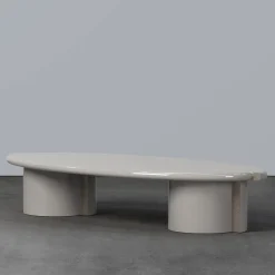 Tayma Lacquered Glossy Grey Wood And Satin Brass Coffee Table