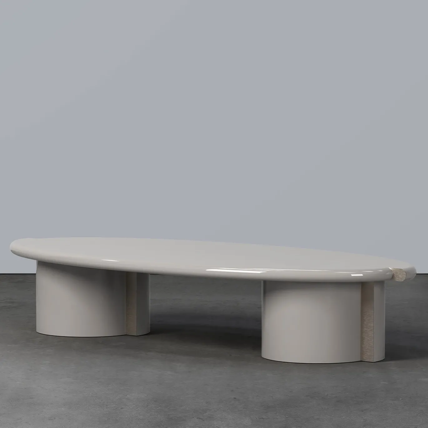 Tayma Lacquered Glossy Grey Wood And Satin Brass Coffee Table