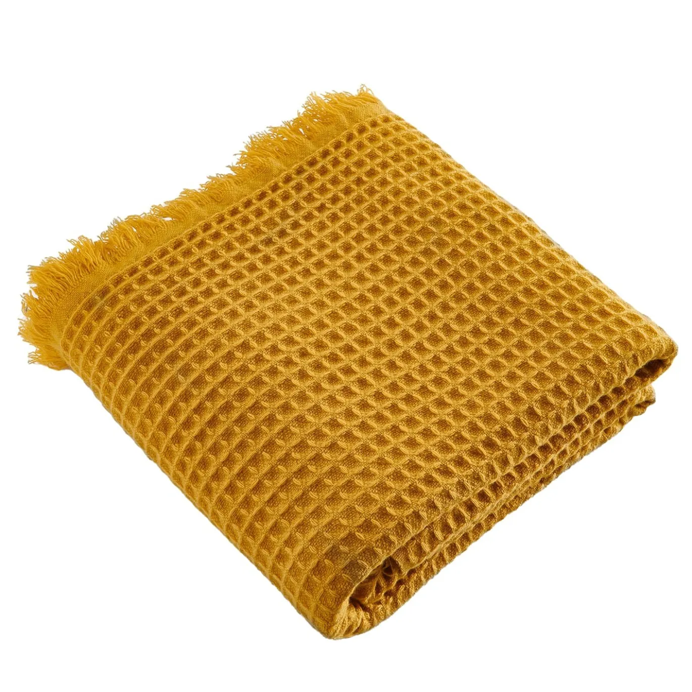 Terramadre Nido d'Ape Coperta in cashmere senape