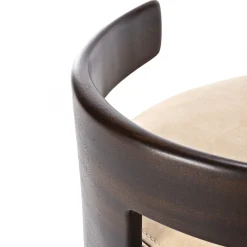 T-Pouf in pelle bianco crema con schienale