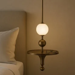 Tra le nuvole Lampadario a sospensione in ottone brunito e alabastro #1