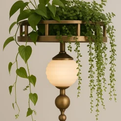 Tra le nuvole Lampadario a sospensione in ottone brunito e alabastro #2