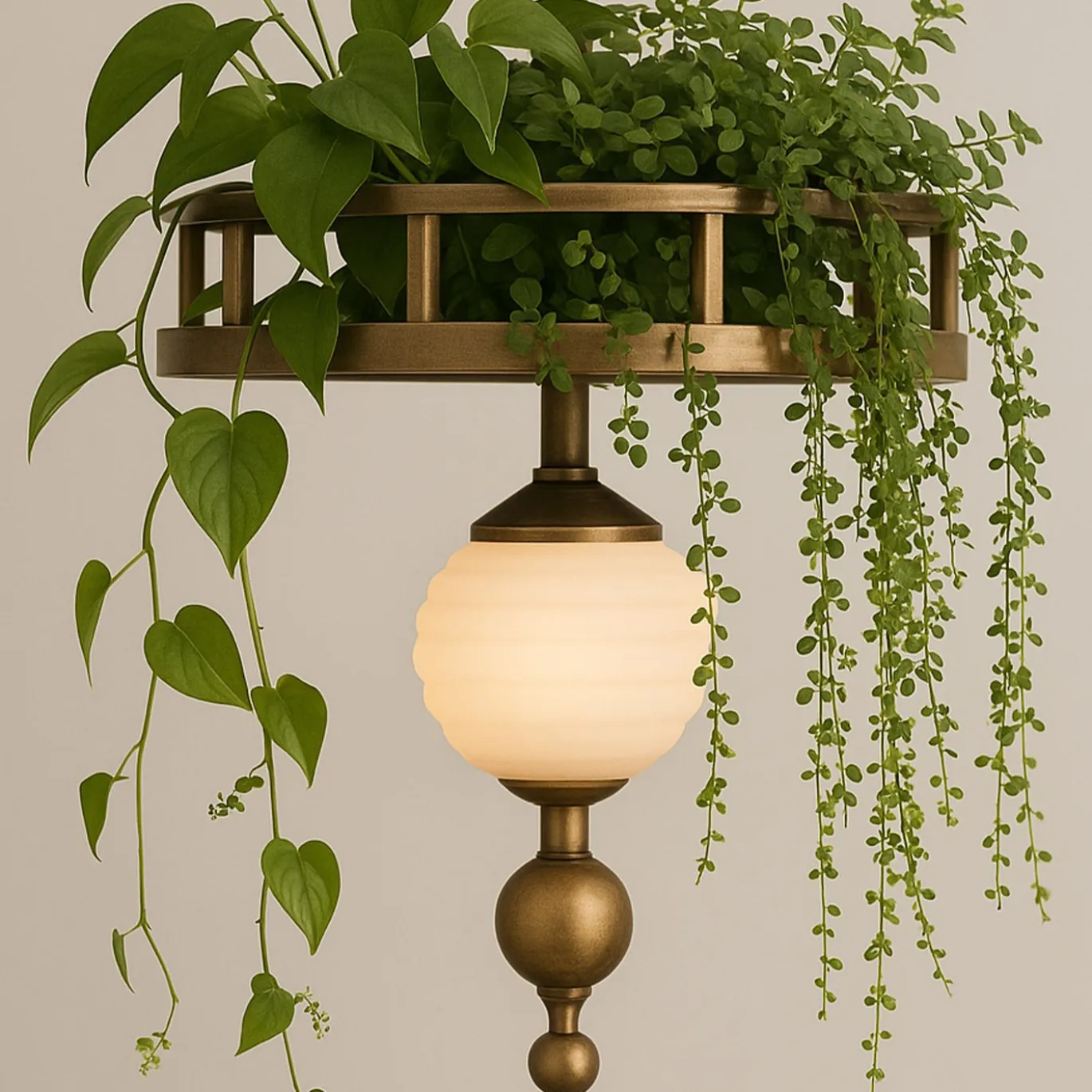 Tra le nuvole Lampadario a sospensione in ottone brunito e alabastro #2
