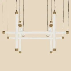 Trama S8 Lampadario Trama S8 a 8 luci in vetro borosilicato a griglia