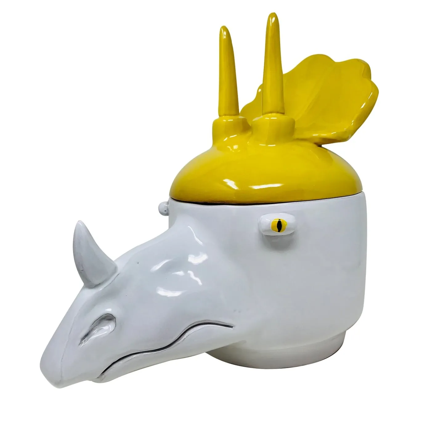 Triceratopo Contenitore grande giallo e bianco con coperchio