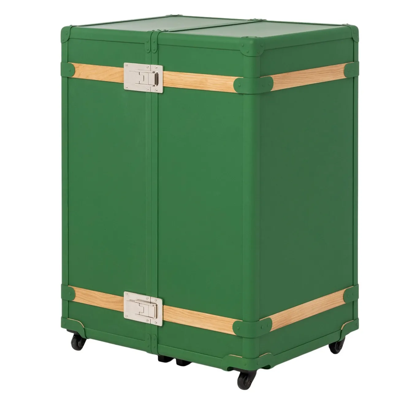 Trunk guardaroba Saint-Tropez verde con inserti in rovere
