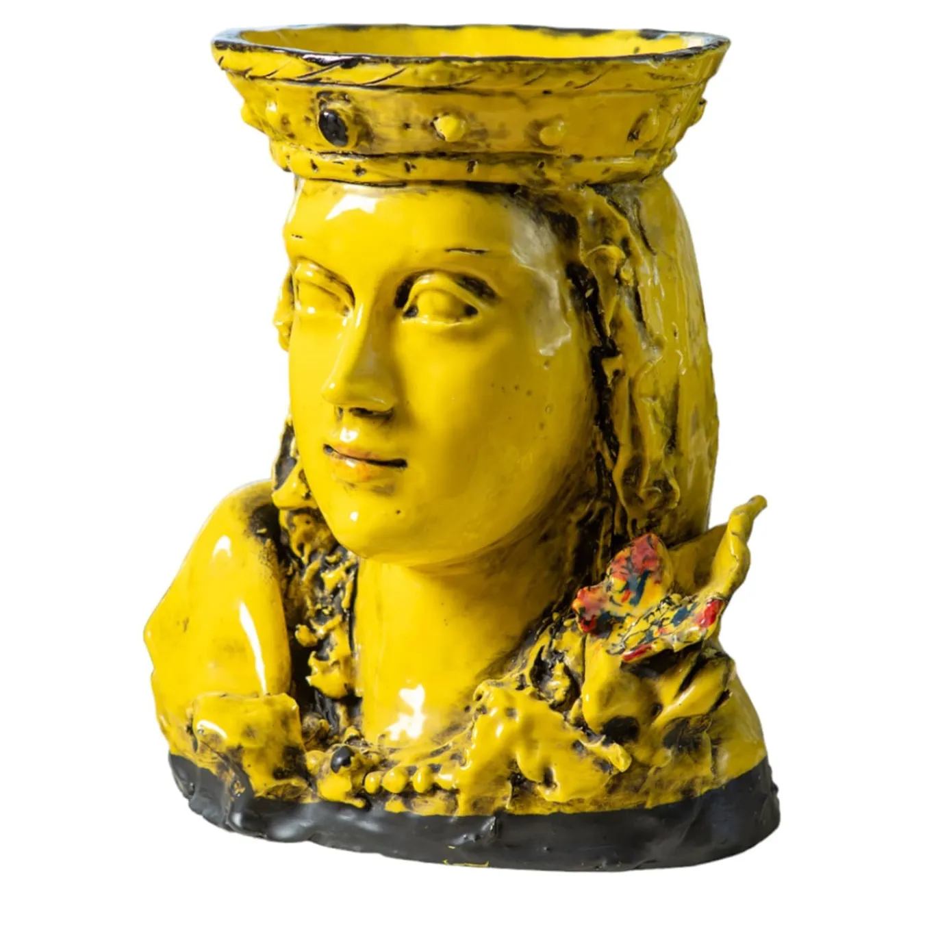 Tuffo Nel Giallo con Farfalla Vaso antropomorfo in ceramica gialla