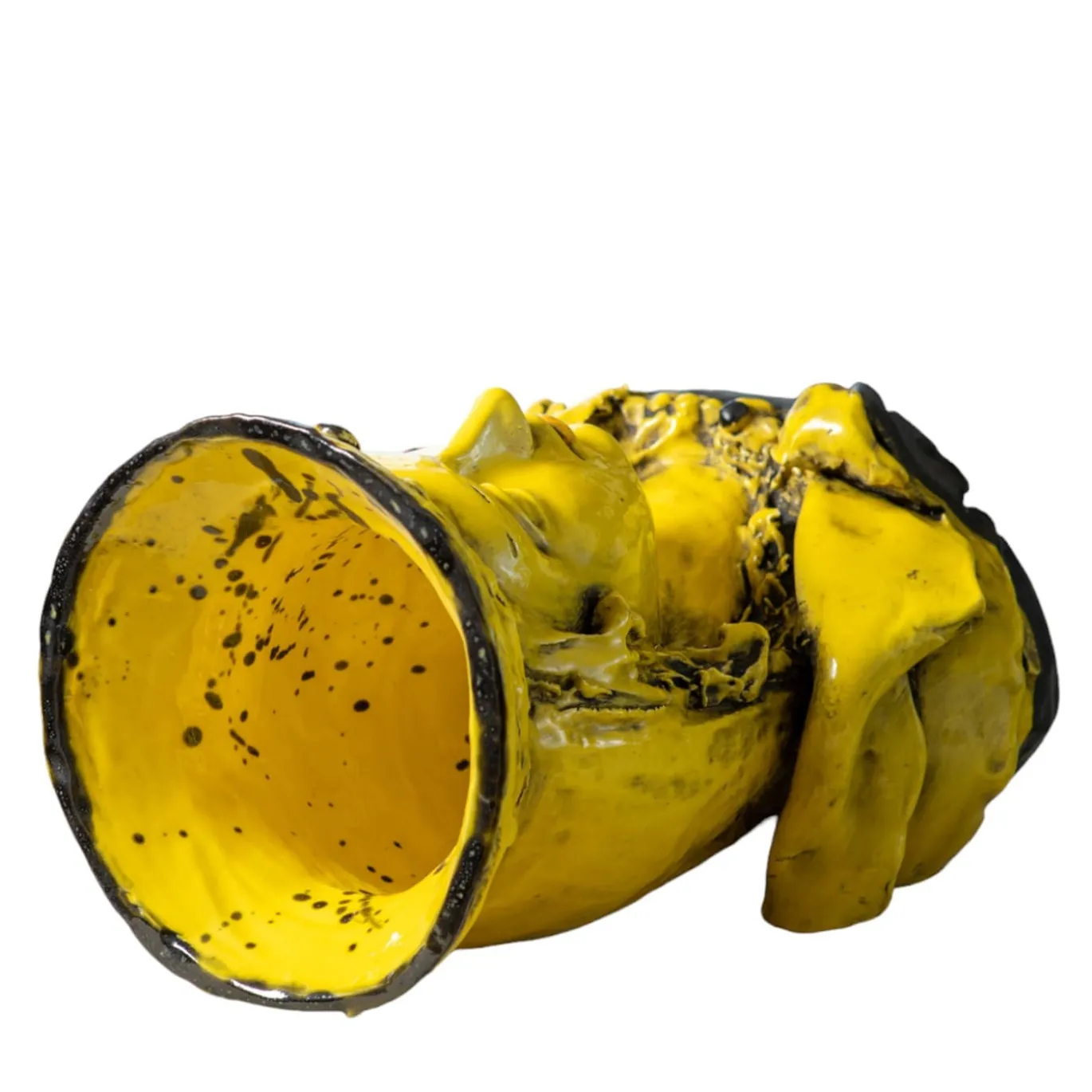 Tuffo Nel Giallo con Farfalla Vaso antropomorfo in ceramica gialla