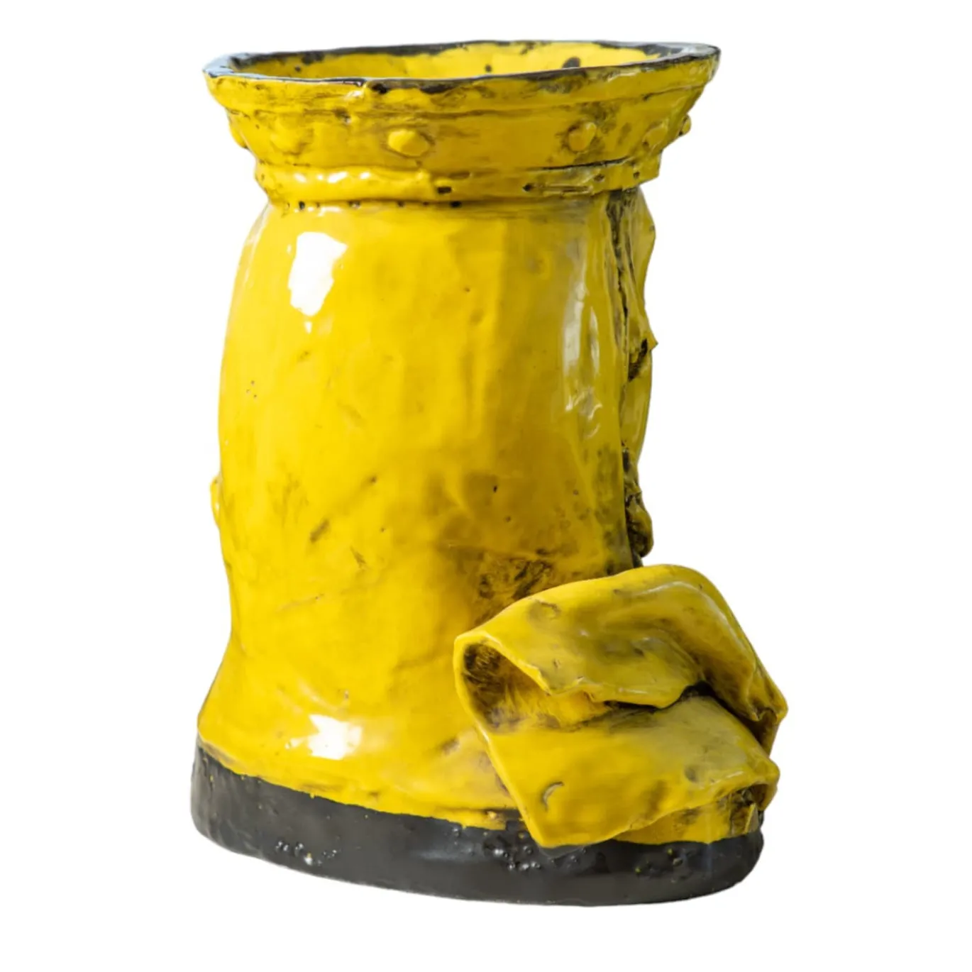 Tuffo Nel Giallo con Farfalla Vaso antropomorfo in ceramica gialla
