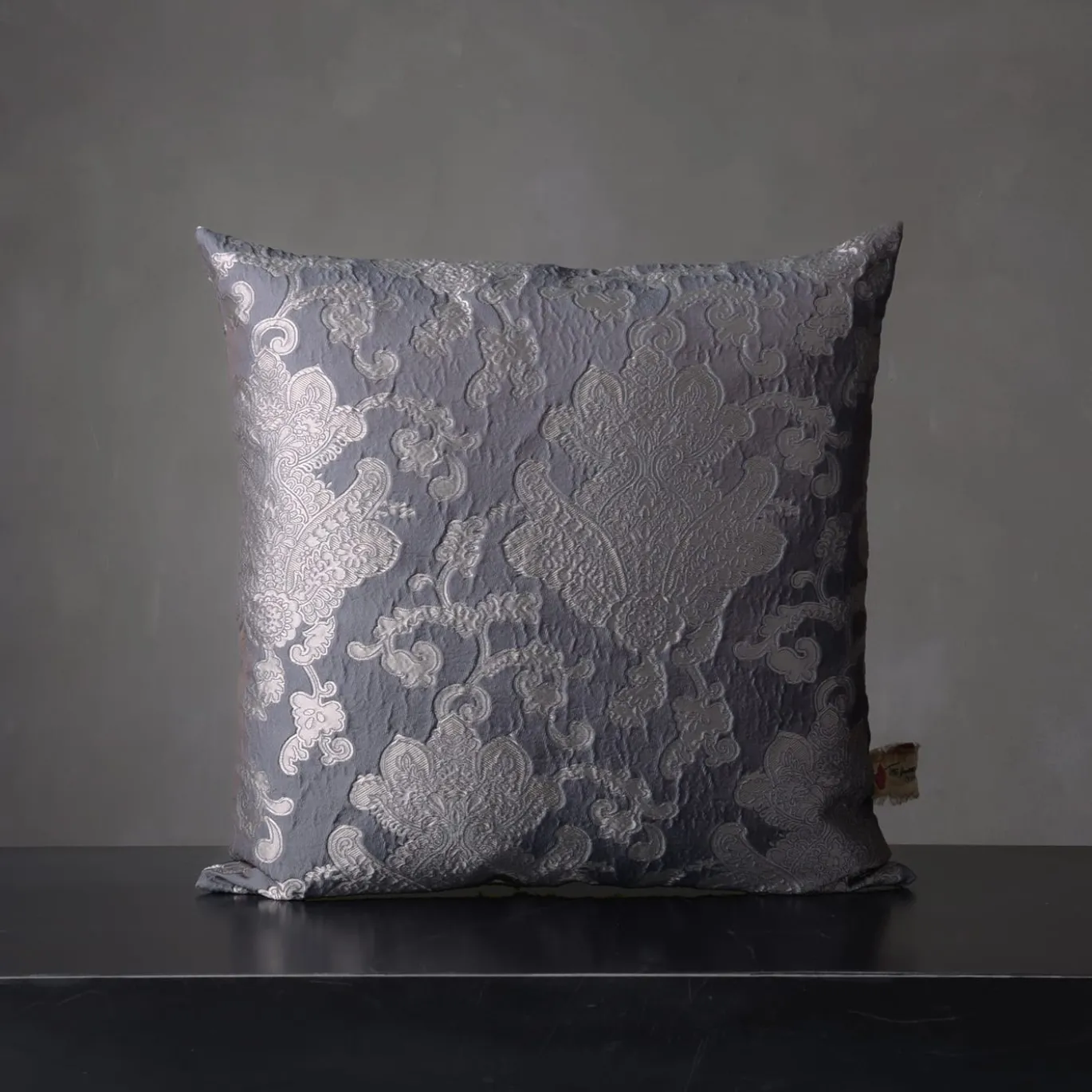 Tweedia Cuscino quadrato in jacquard azzurro floreale