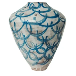 Vaso a cerchi blu chiaro e scuro