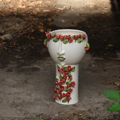 Vaso a collo lungo con fiori di bougainvillea in rilievo